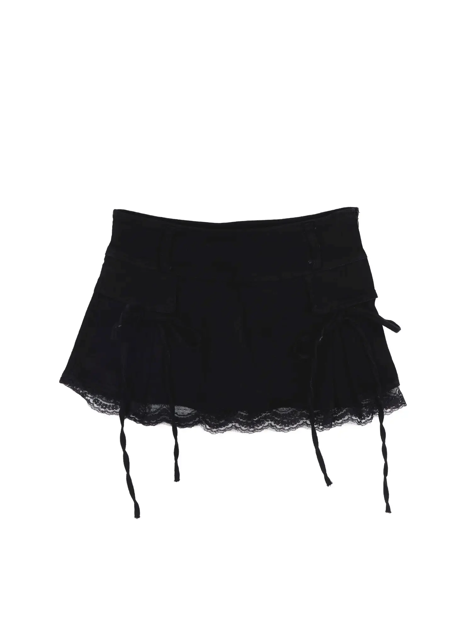 Lace Trim Denim Mini Skirt CA520 - Image 9