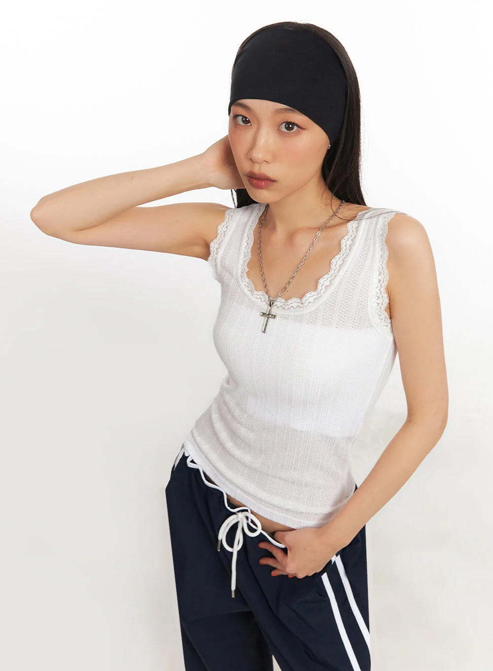 Lace-Trim Fitted Tank IA507 - Image 12