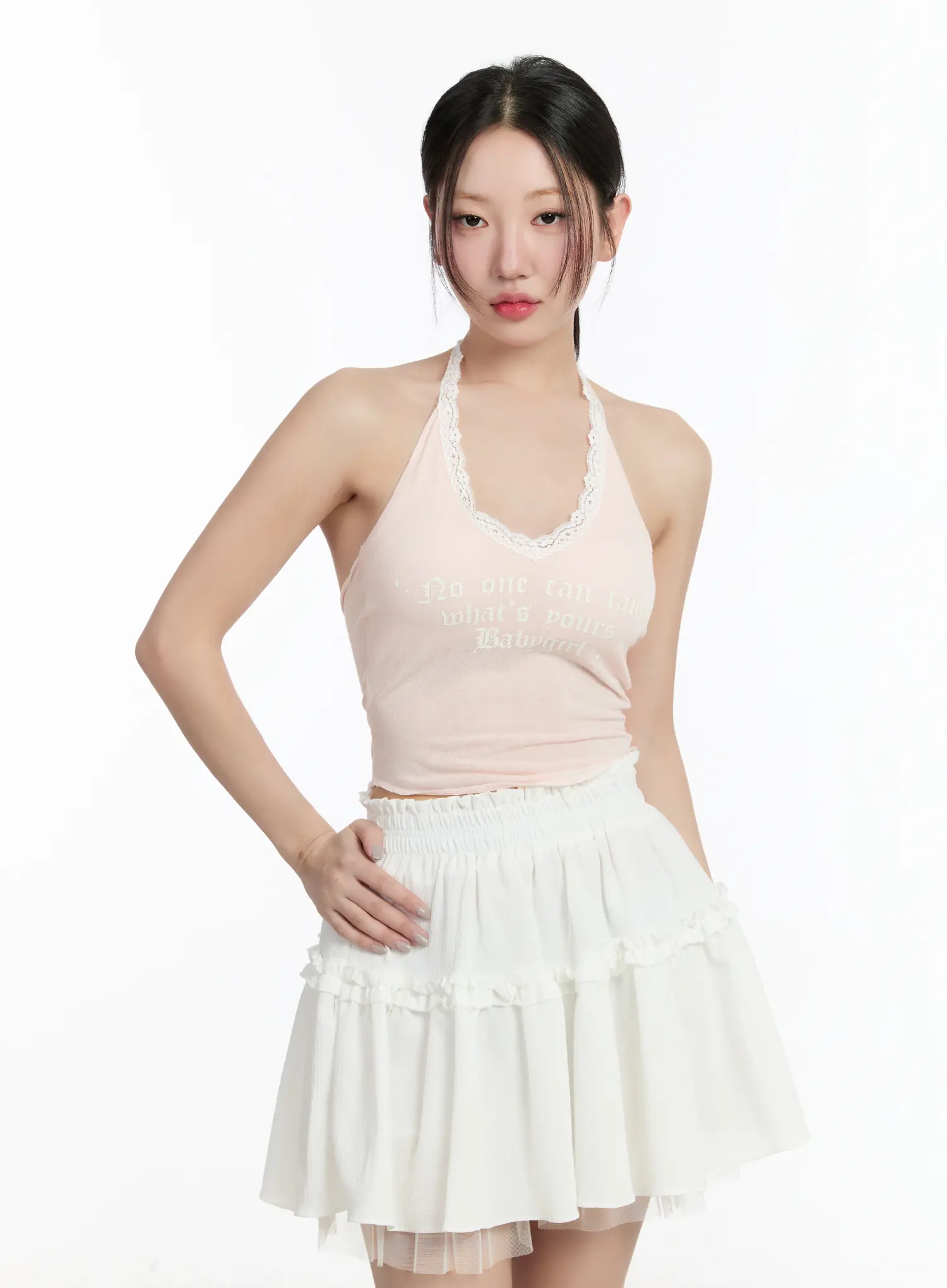 Lace Trim Halter Crop Top CM511 - Image 10