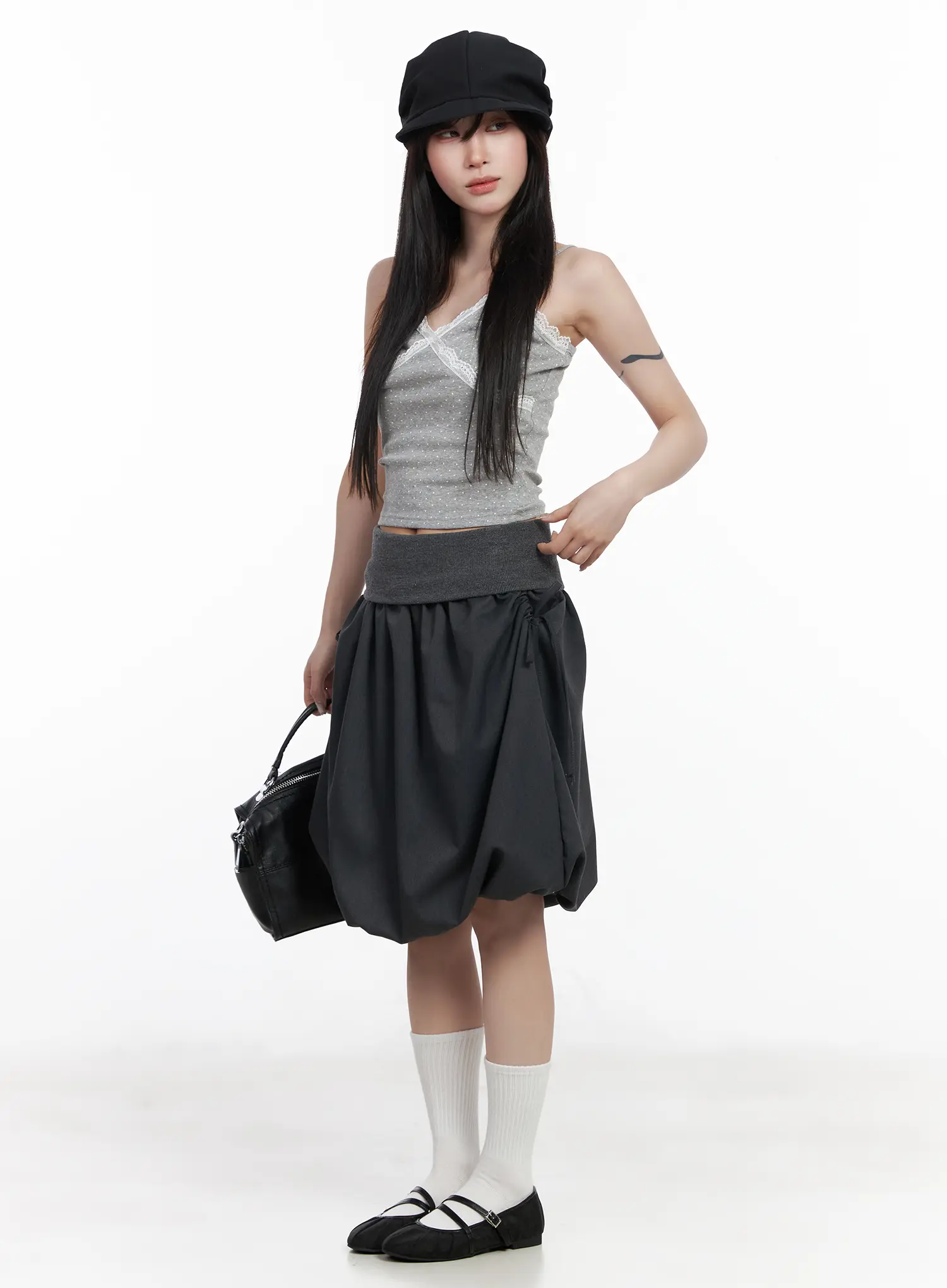 Lace Trim Polka Dot Crop Sleeveless Top CF523
