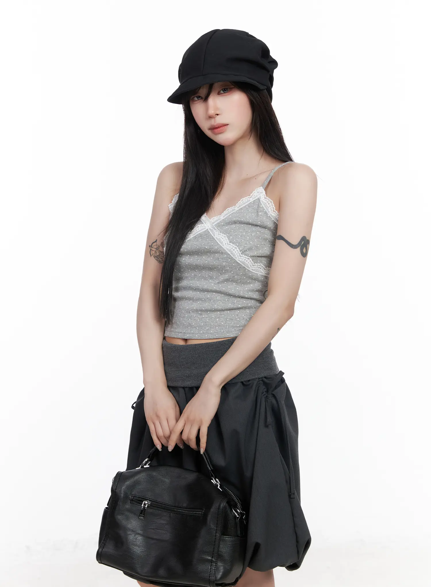 Lace Trim Polka Dot Crop Sleeveless Top CF523 - Image 10