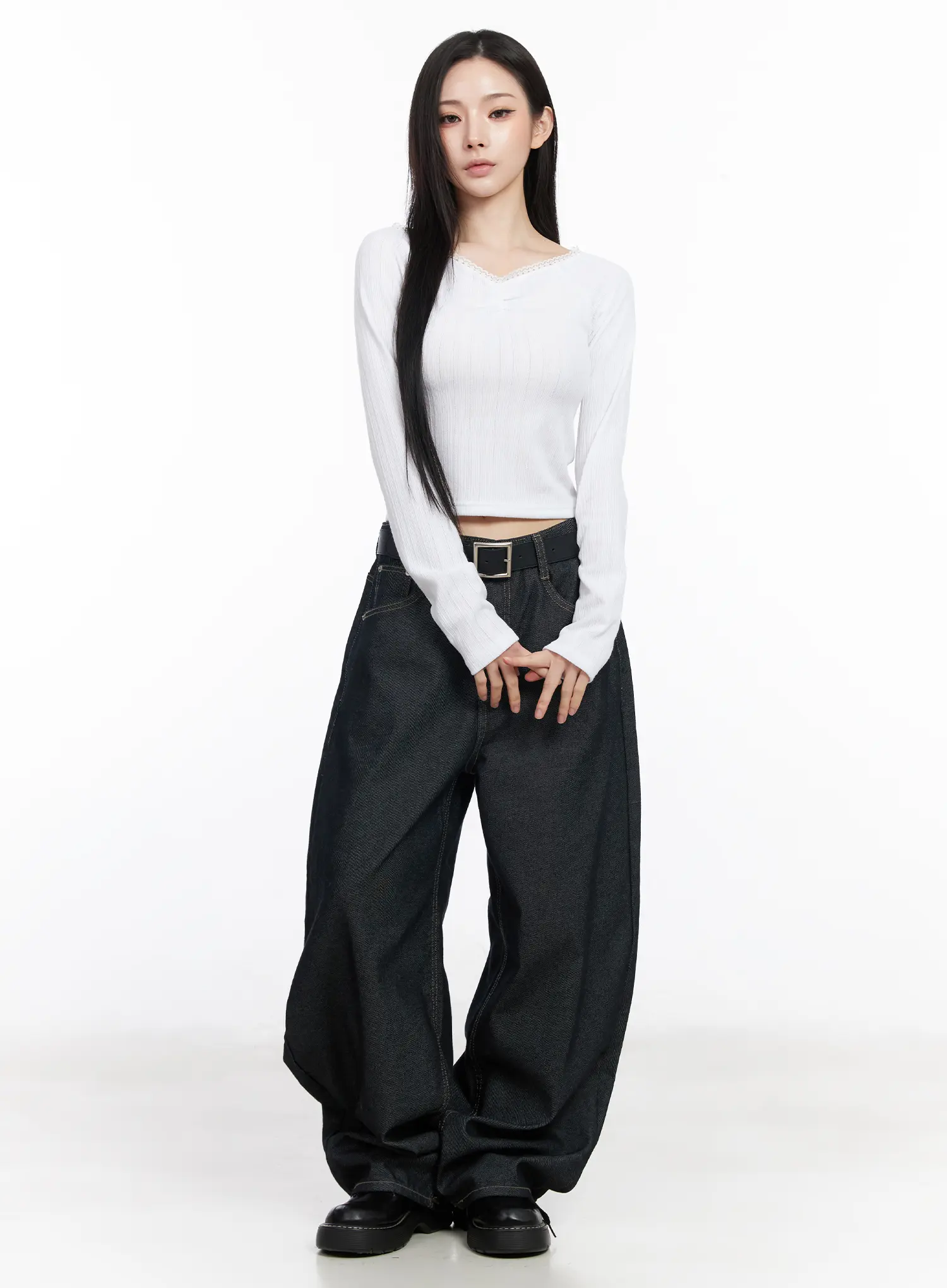 Lace Trim Raglan Long Sleeve Top CM519 - Image 3