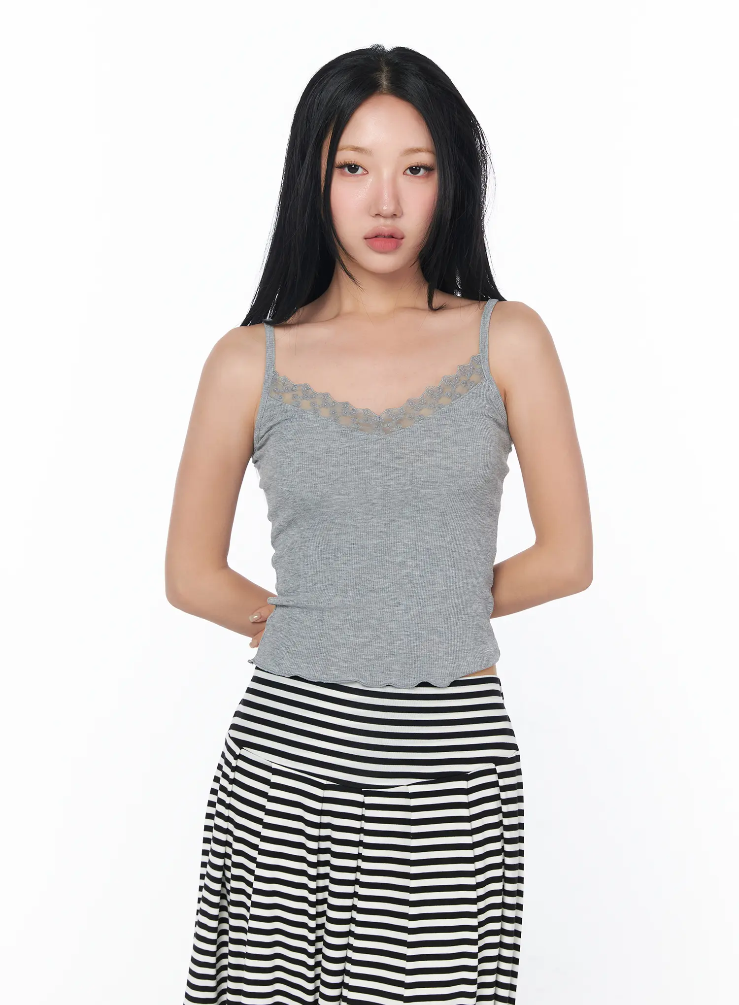 Lace-Trim Ribbed Cami CY512 - Image 11