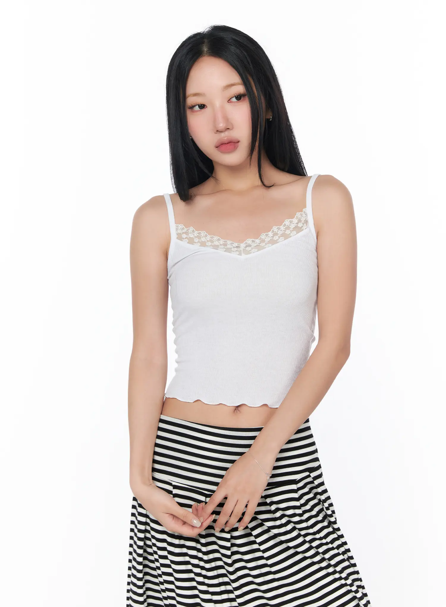 Lace-Trim Ribbed Cami CY512 - Image 9