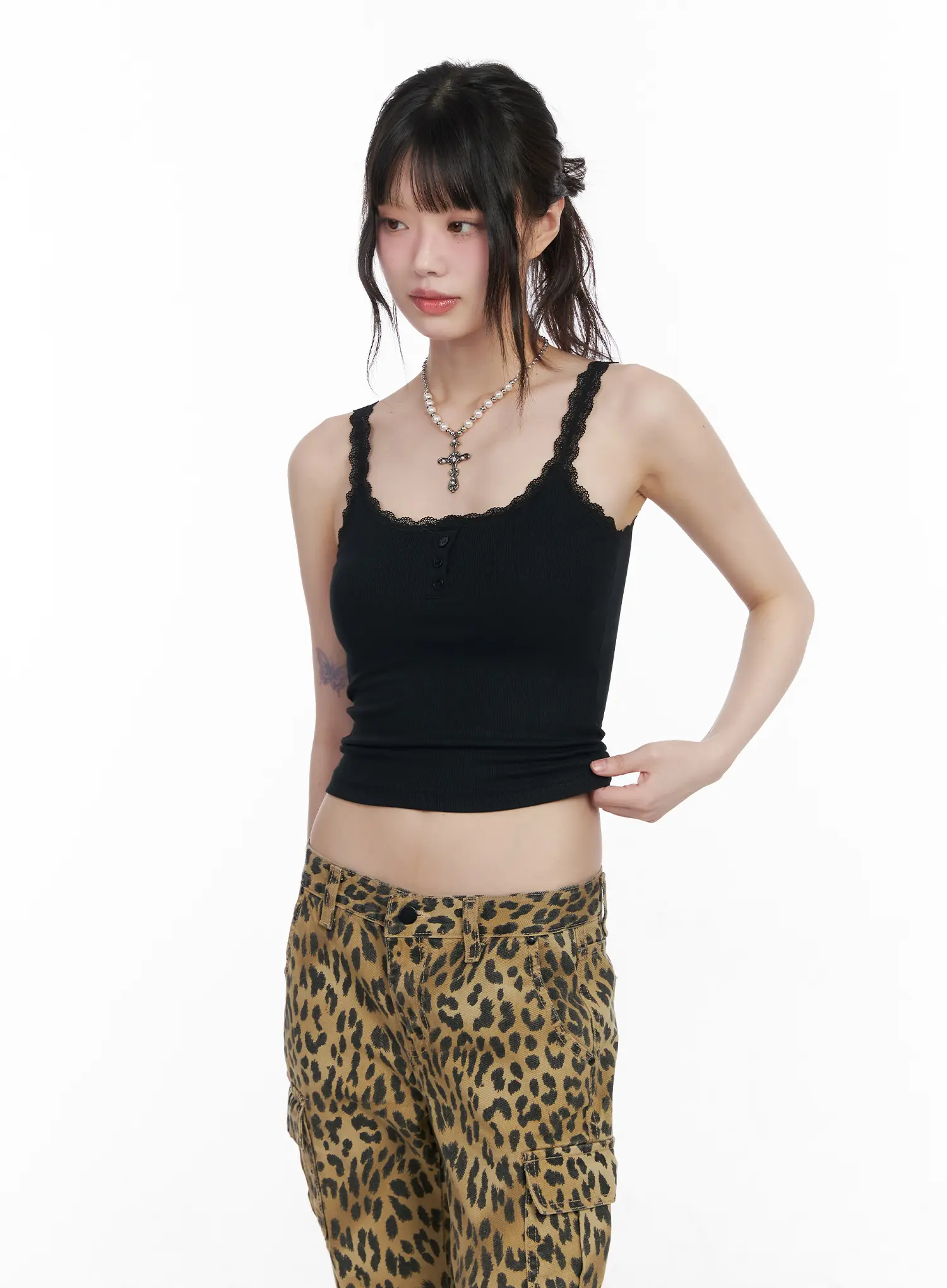 Lace Trim Ribbed Sleeveless Top CM526 - Image 5