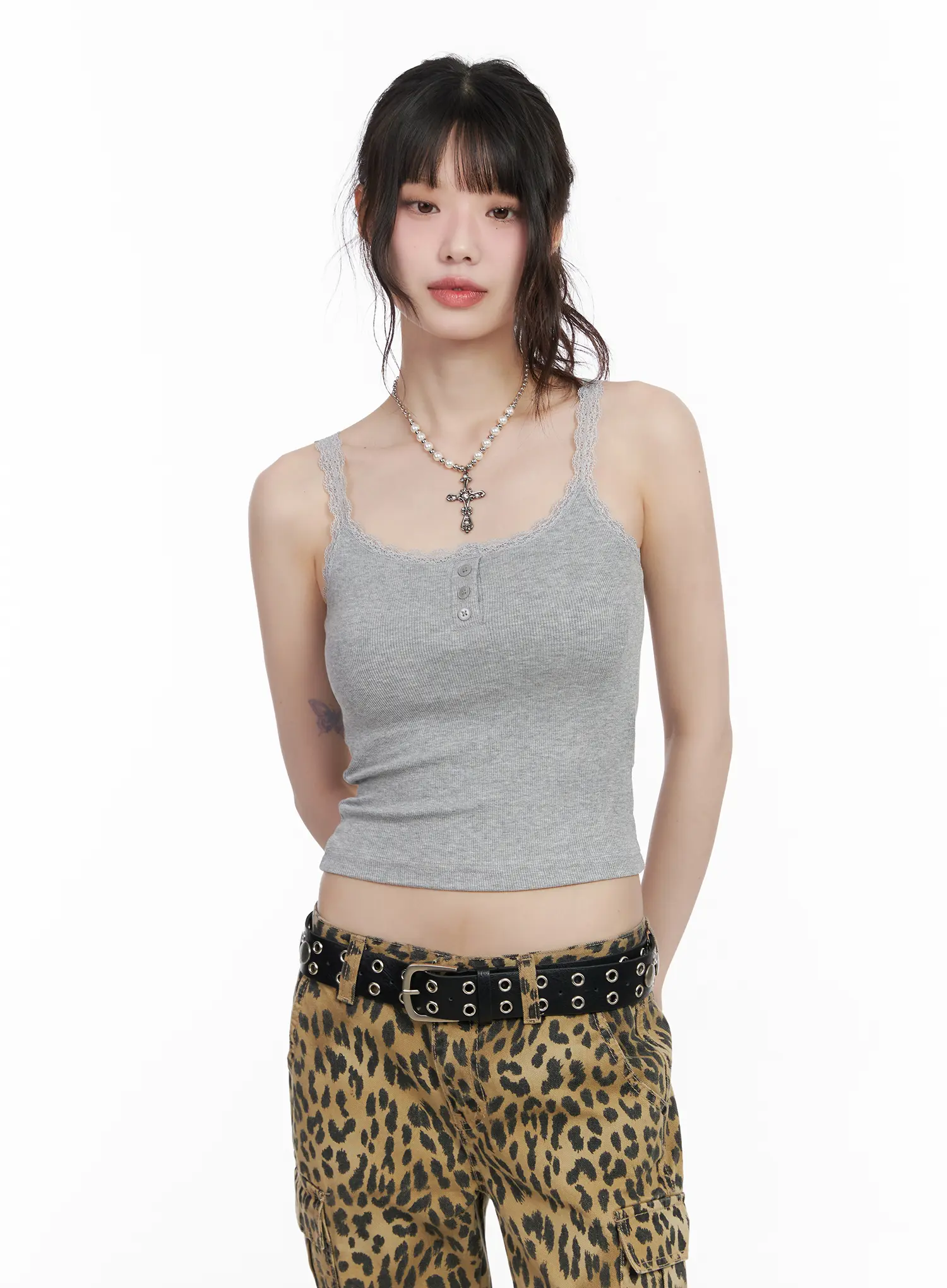 Lace Trim Ribbed Sleeveless Top CM526 - Image 9