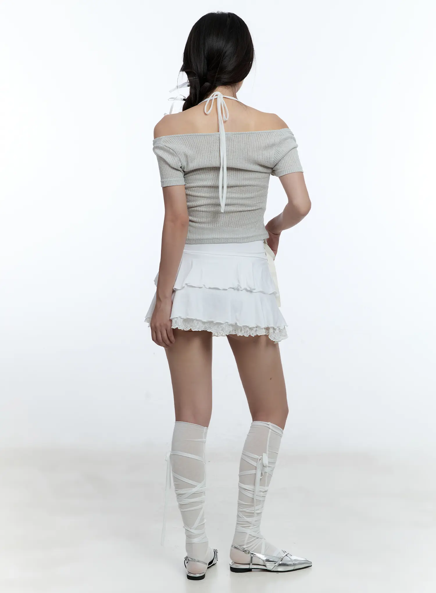 Lace Trim Ribbon Mini Skirt CU527 - Image 7