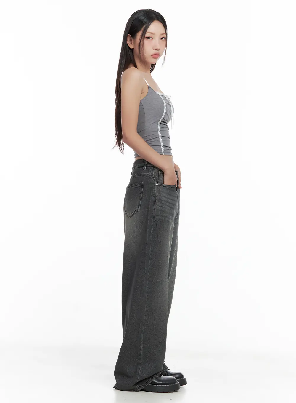 Lace-Trim Shirred Ribbon Camisole CL508 - Image 4