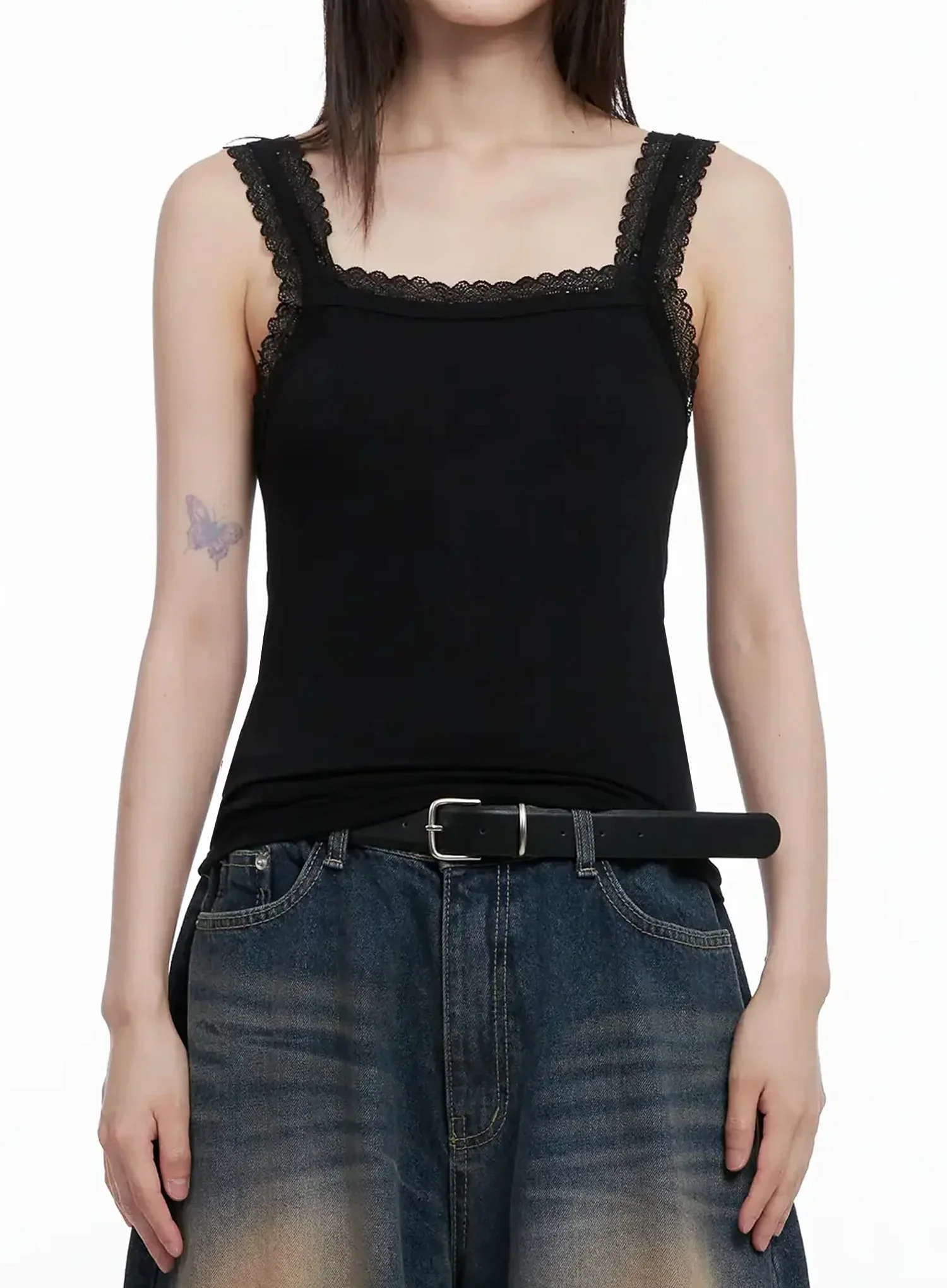 Lace-Trim Sleeveless Tank Top IL531 - Image 4