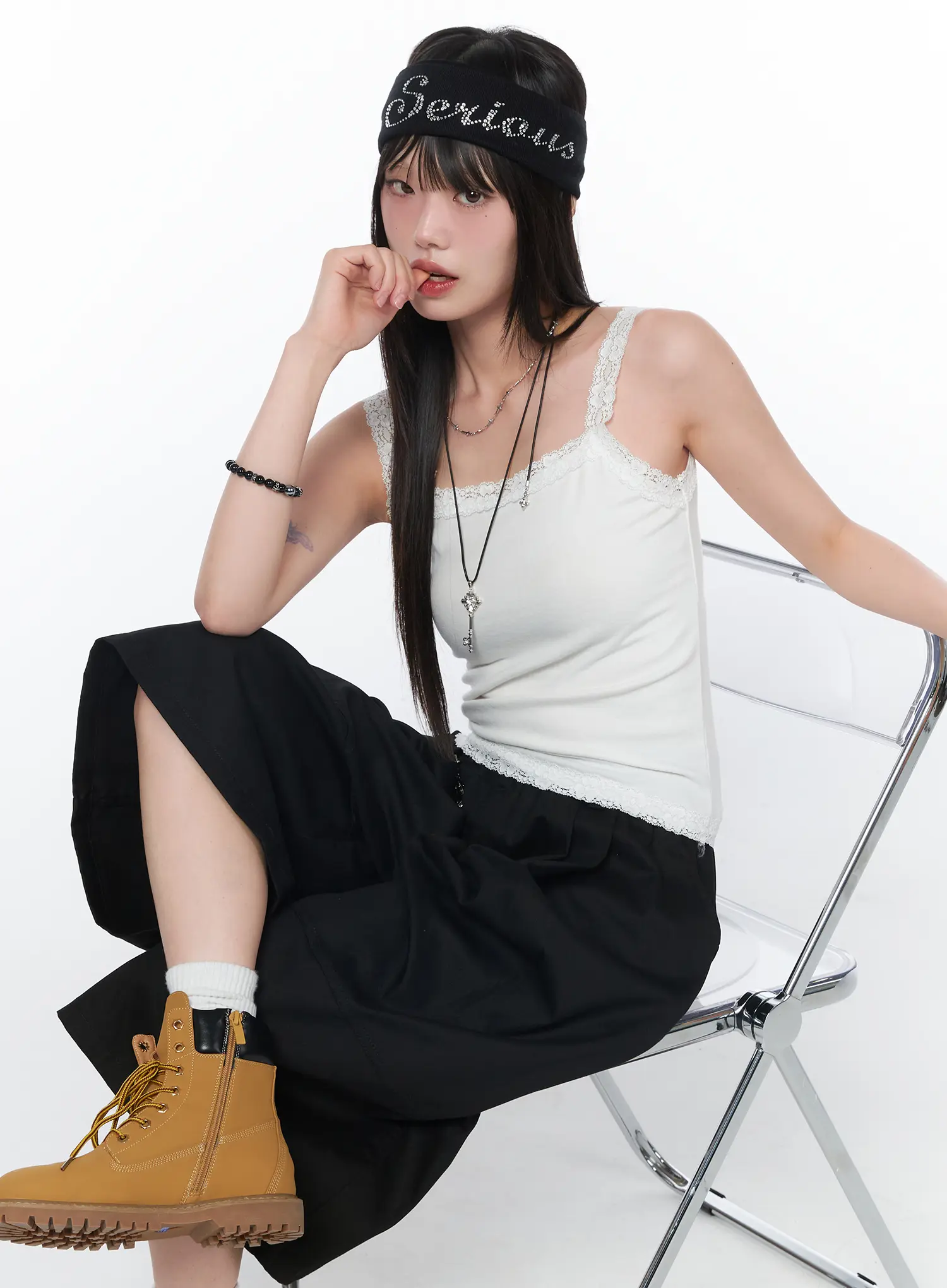 Lace Trim Sleeveless Top CA528