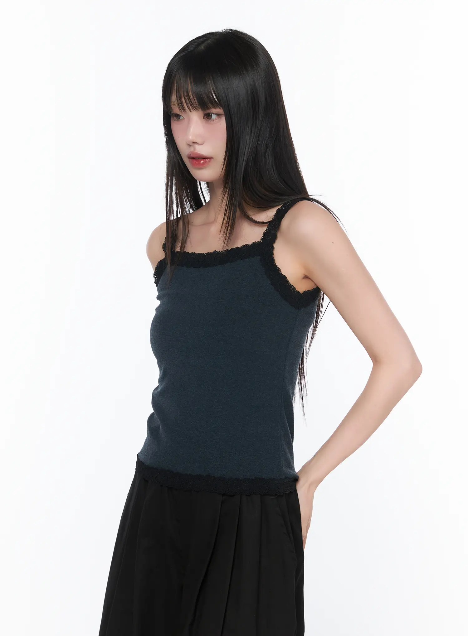 Lace Trim Sleeveless Top CA528 - Image 2