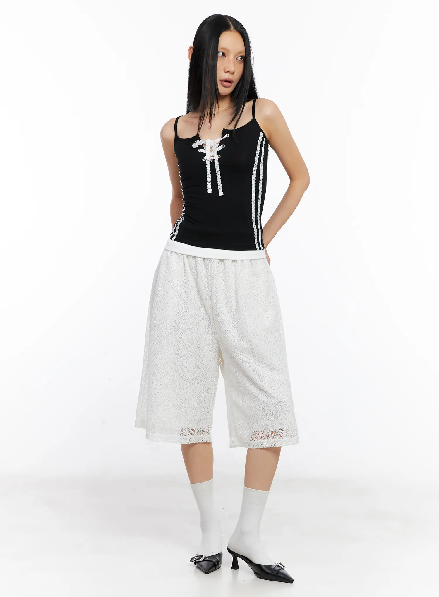Lace-Up Eyelet Tank Top CL530 - Image 3