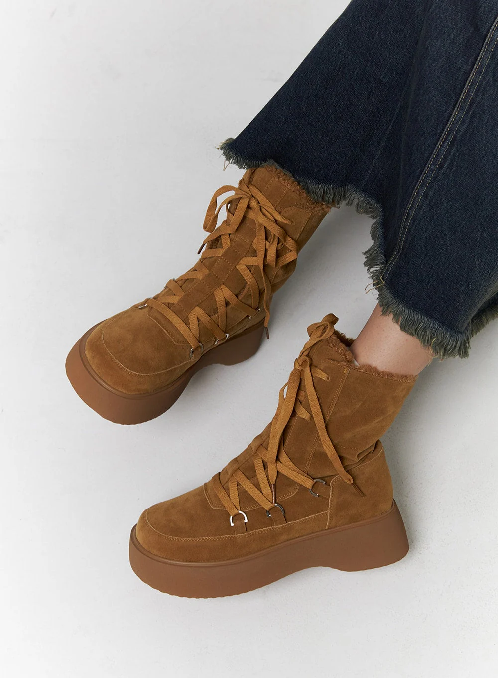 Lace-Up Suede Platform Boots CD318 - Image 2
