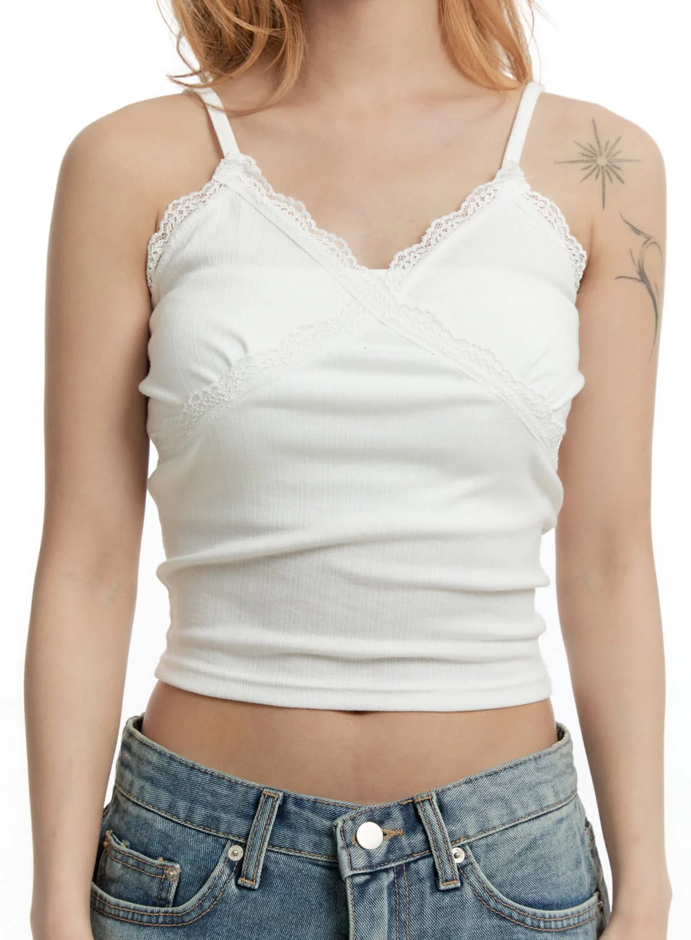 Lace V-Neck Crop Cami Top CY501 - Image 4