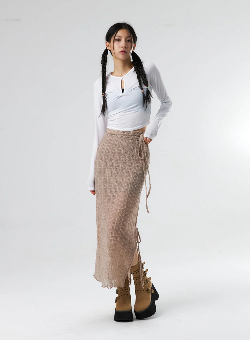Lace X Strap Maxi Skirt IS327 - Image 2