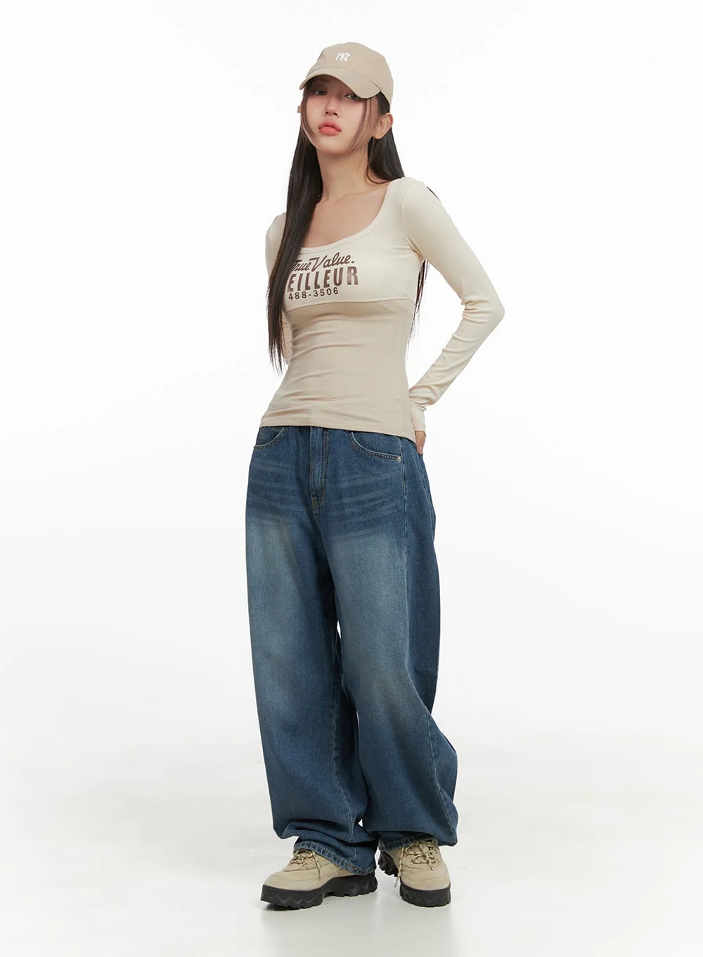 Lacey Washed Denim Baggy Jeans CO404 - Image 2