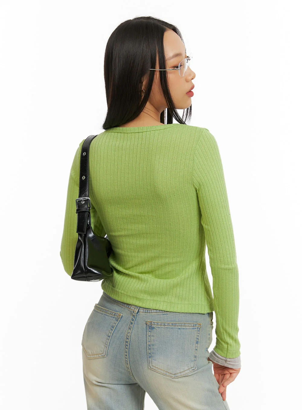 Layered Buttoned Ribbed Cardigan IA417 - Image 5
