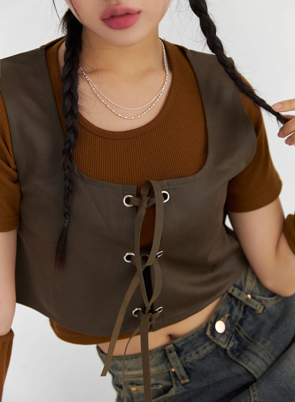 Layered Chain Necklace CS321 - Image 3