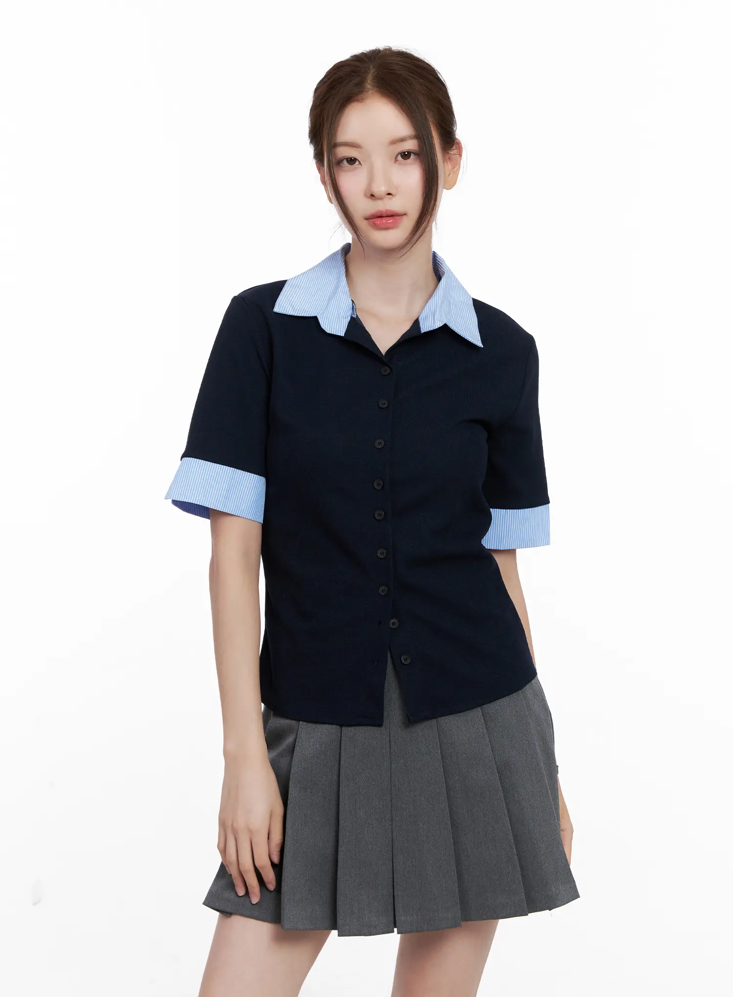 Layered Collar Short-Sleeve Shirt CL524 - Image 2
