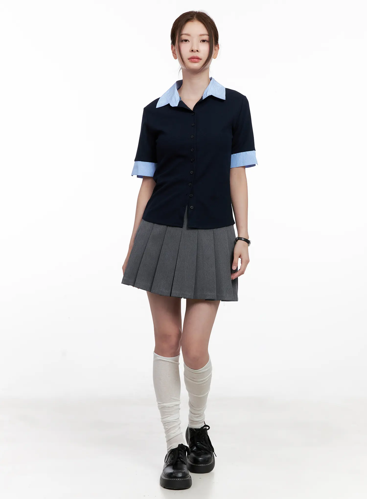 Layered Collar Short-Sleeve Shirt CL524 - Image 3