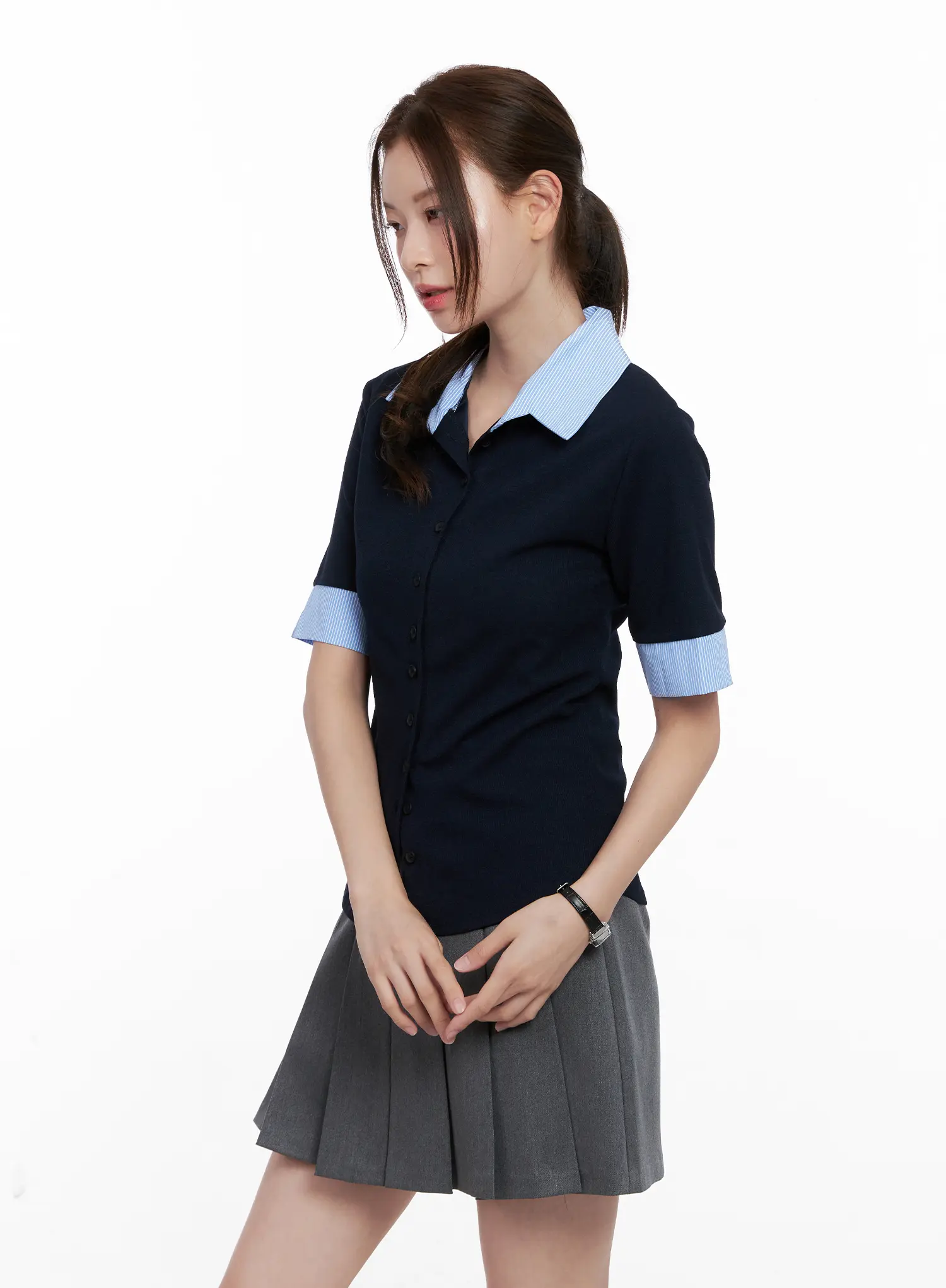 Layered Collar Short-Sleeve Shirt CL524 - Image 5
