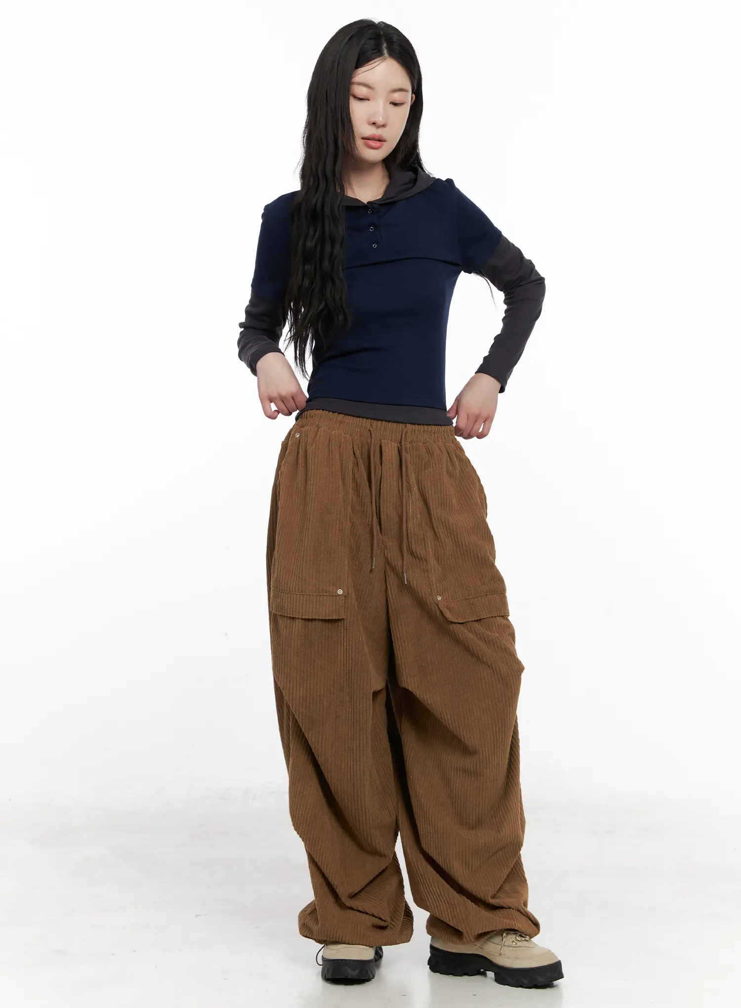 Layered Colorblock Hooded Long Sleeve CN512 - Image 3