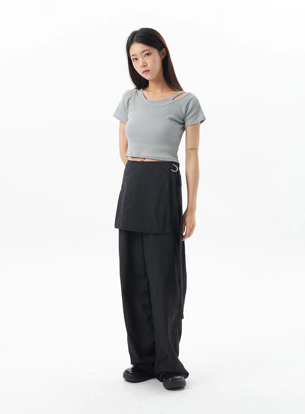 Layered Cropped Tee OU319 - Image 3