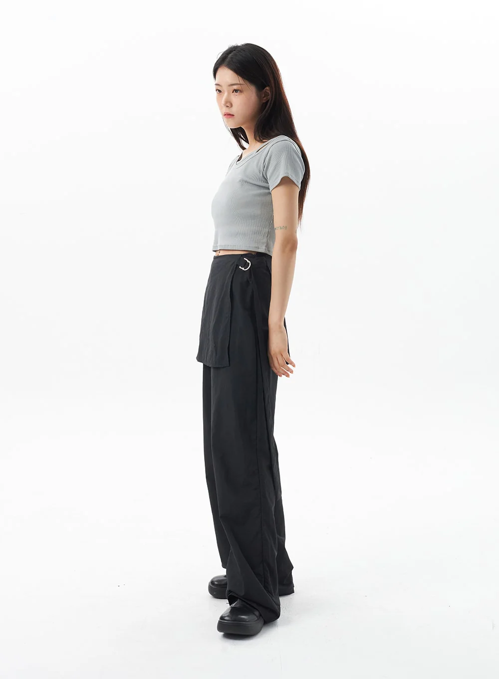 Layered Cropped Tee OU319 - Image 5