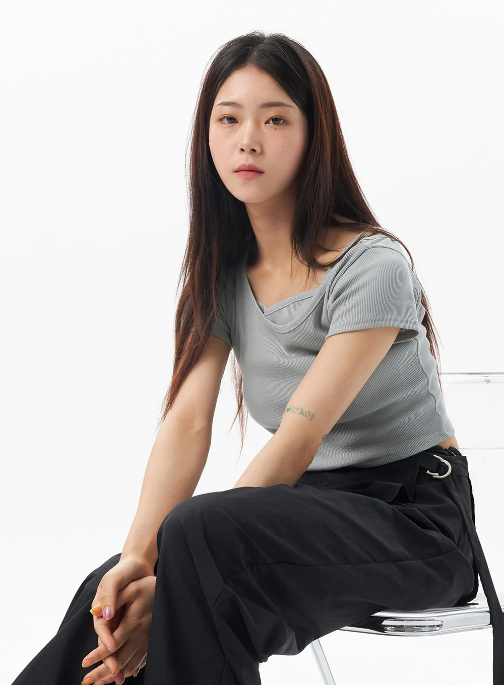 Layered Cropped Tee OU319 - Image 8