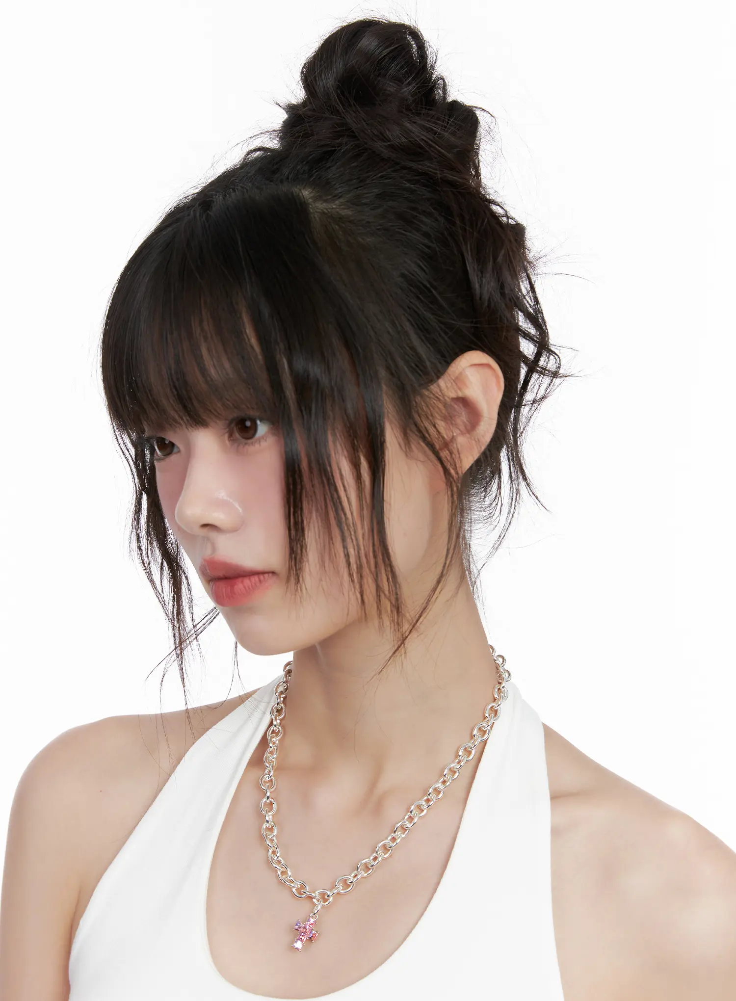 Layered Cross Charm Necklace CG519 - Image 3