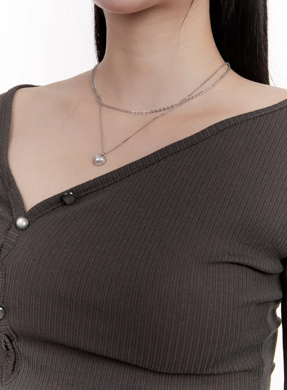 Layered Heart Necklace CJ531 - Image 2