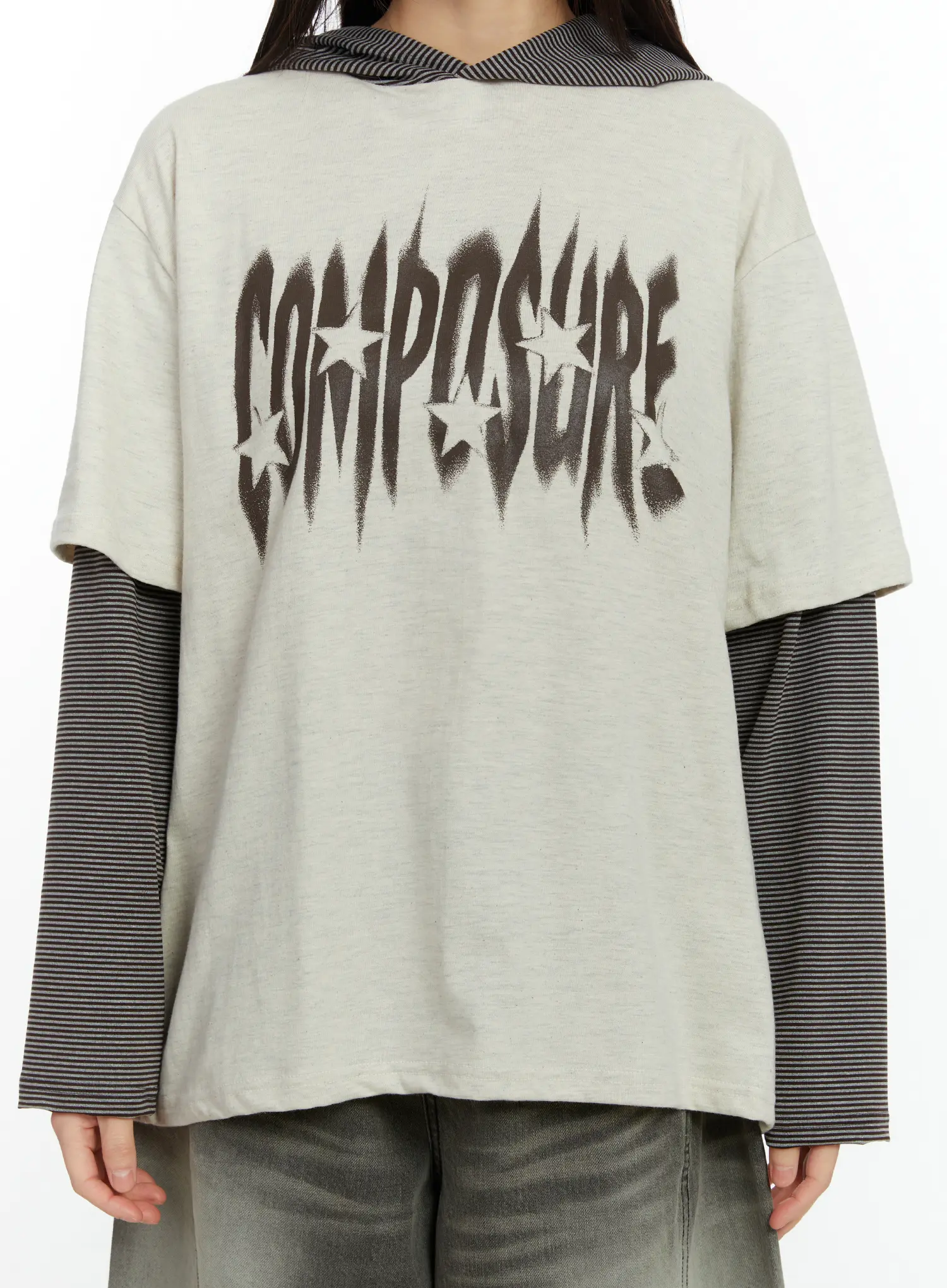 Layered Hooded Graphic Long Sleeve Top CF509 - Image 10