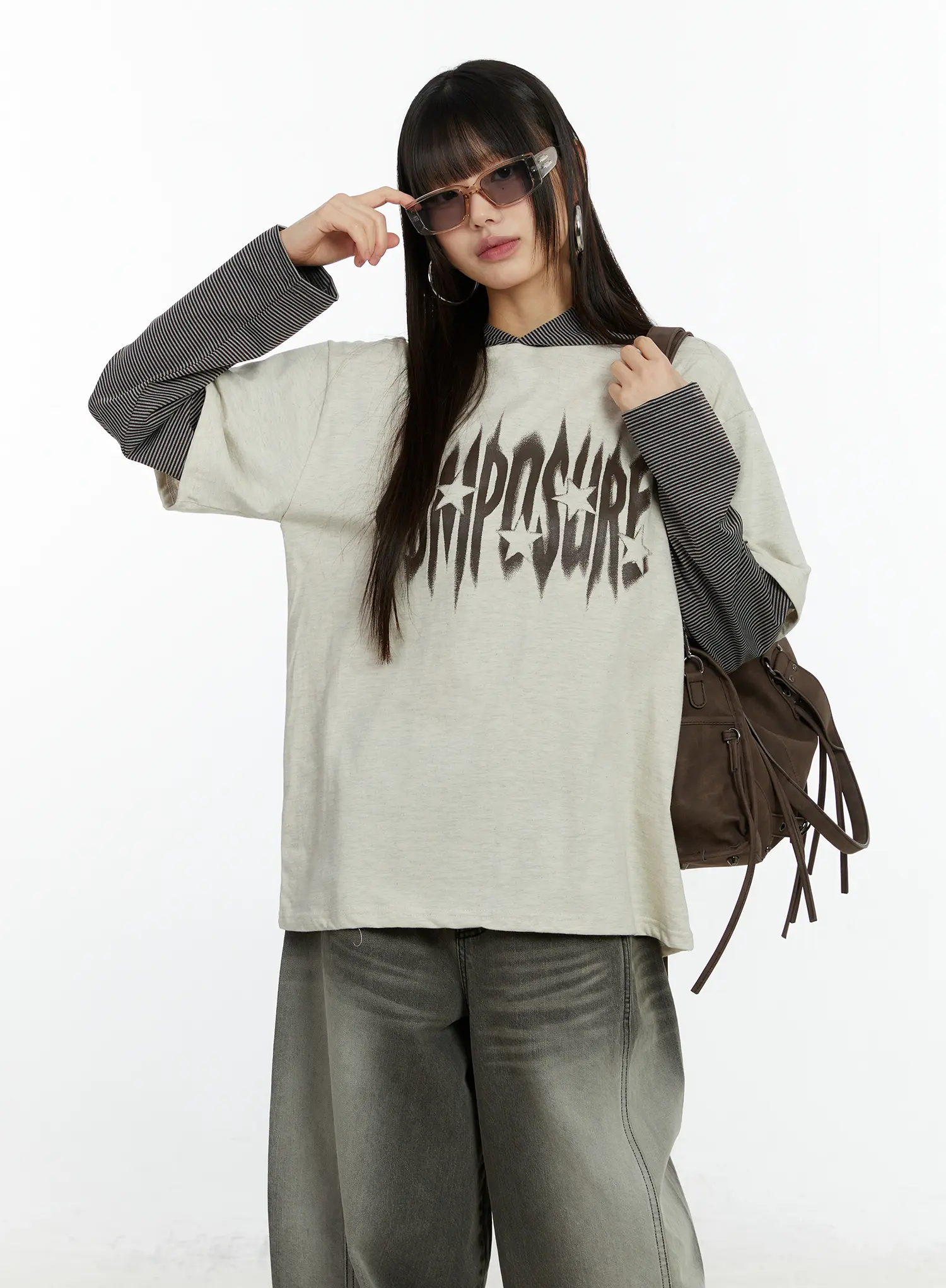Layered Hooded Graphic Long Sleeve Top CF509 - Image 11