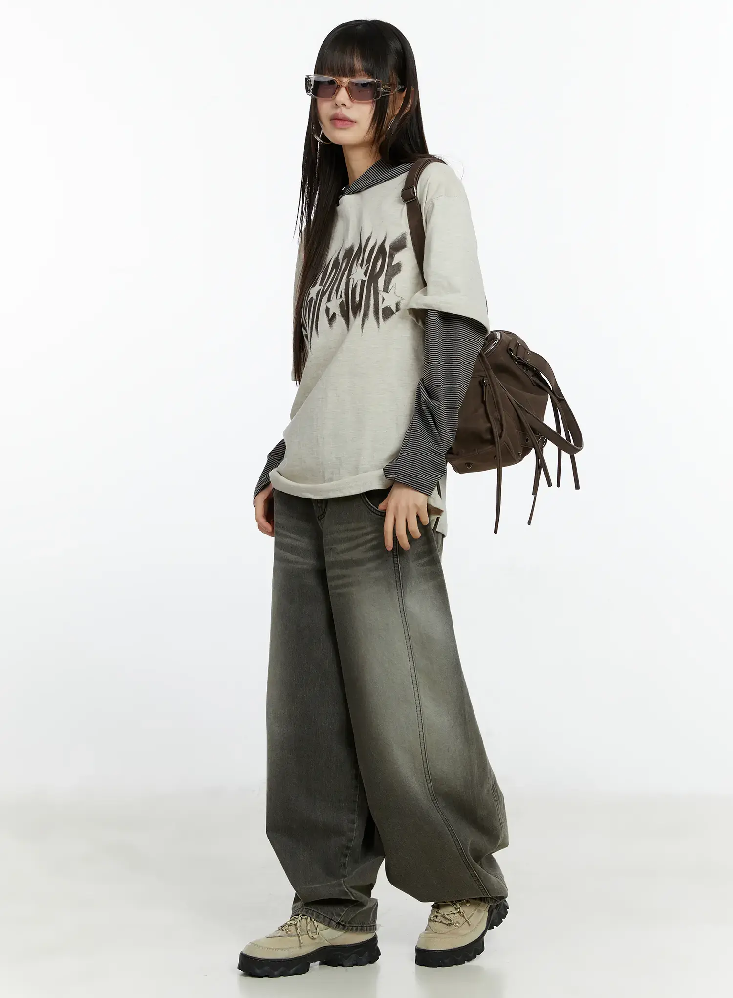 Layered Hooded Graphic Long Sleeve Top CF509 - Image 9