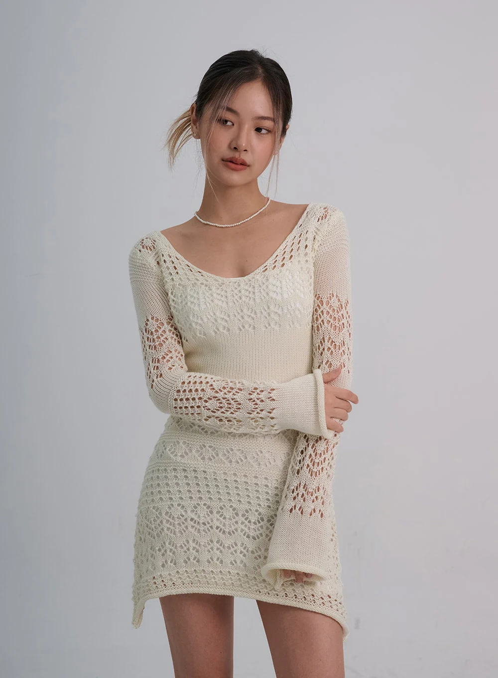 Layered Knit Mini Dress And Thin Straps Mini Dress Set CO19 - Image 4