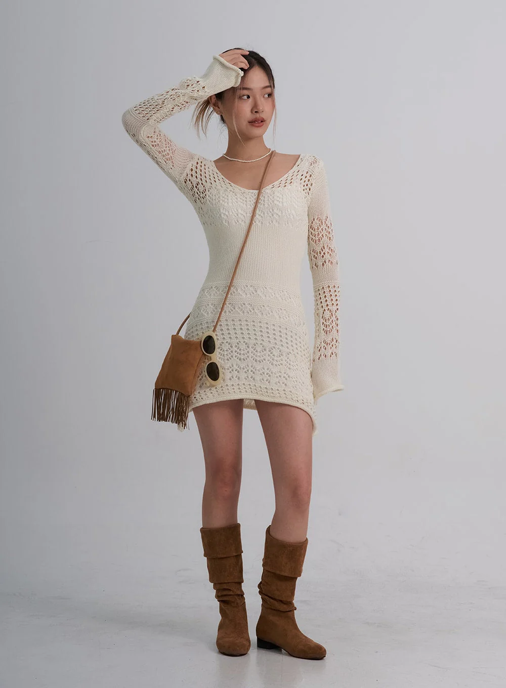 Layered Knit Mini Dress And Thin Straps Mini Dress Set CO19 - Image 6