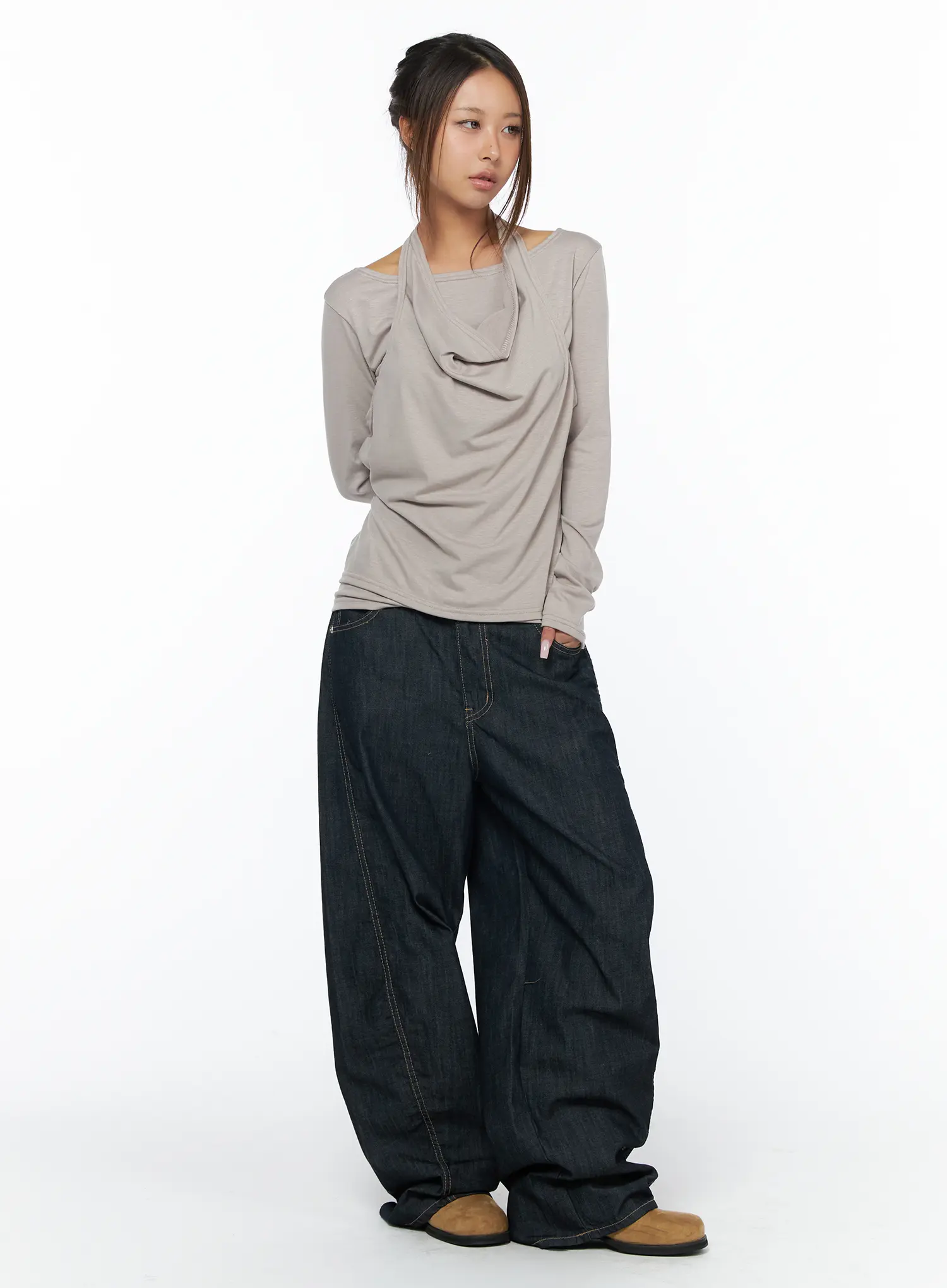 Layered Long Sleeve Halter Top CA516 - Image 3
