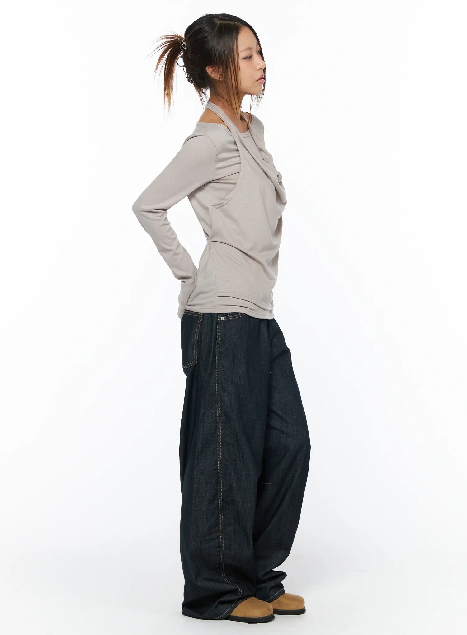 Layered Long Sleeve Halter Top CA516 - Image 4