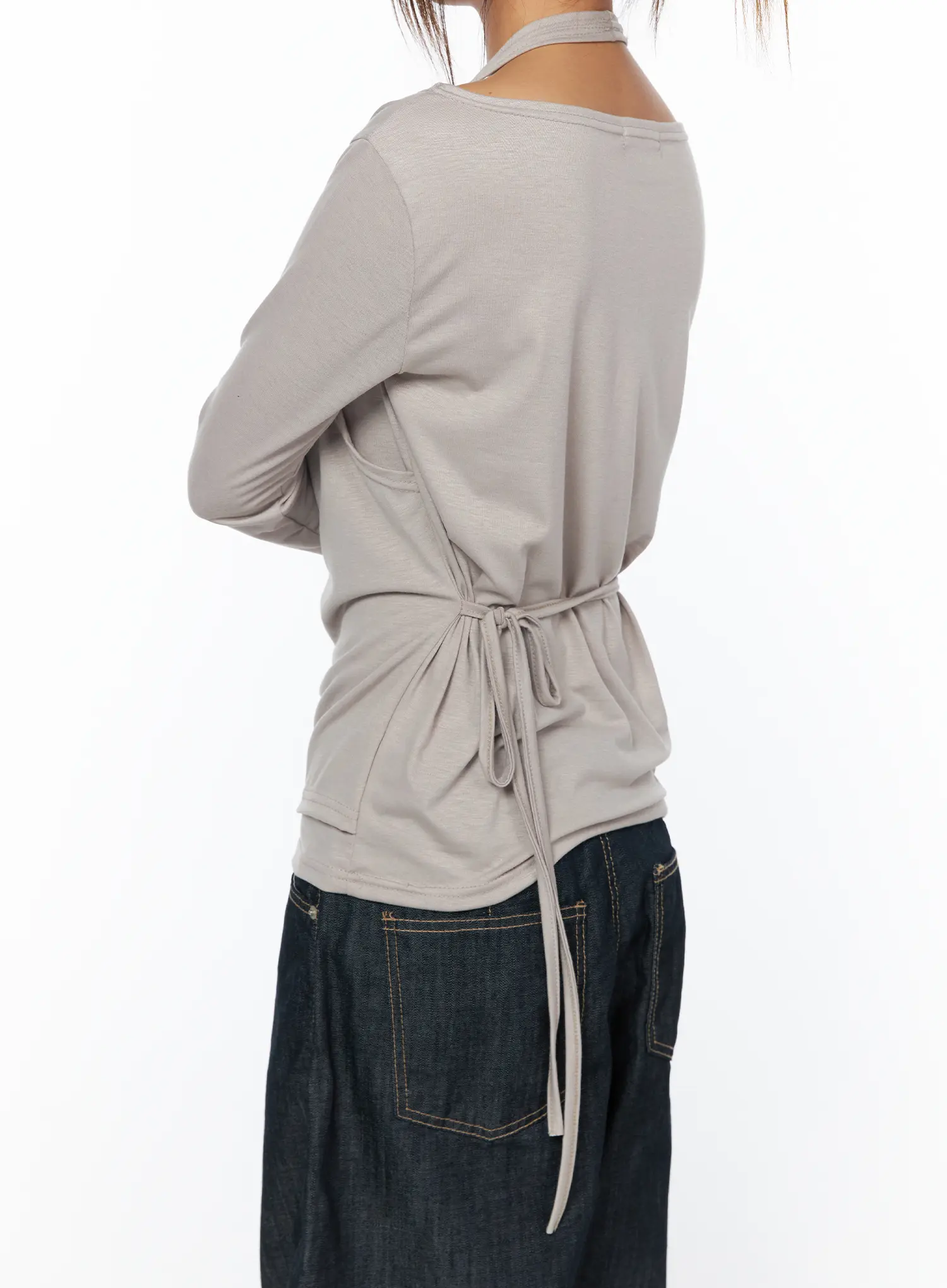 Layered Long Sleeve Halter Top CA516 - Image 9
