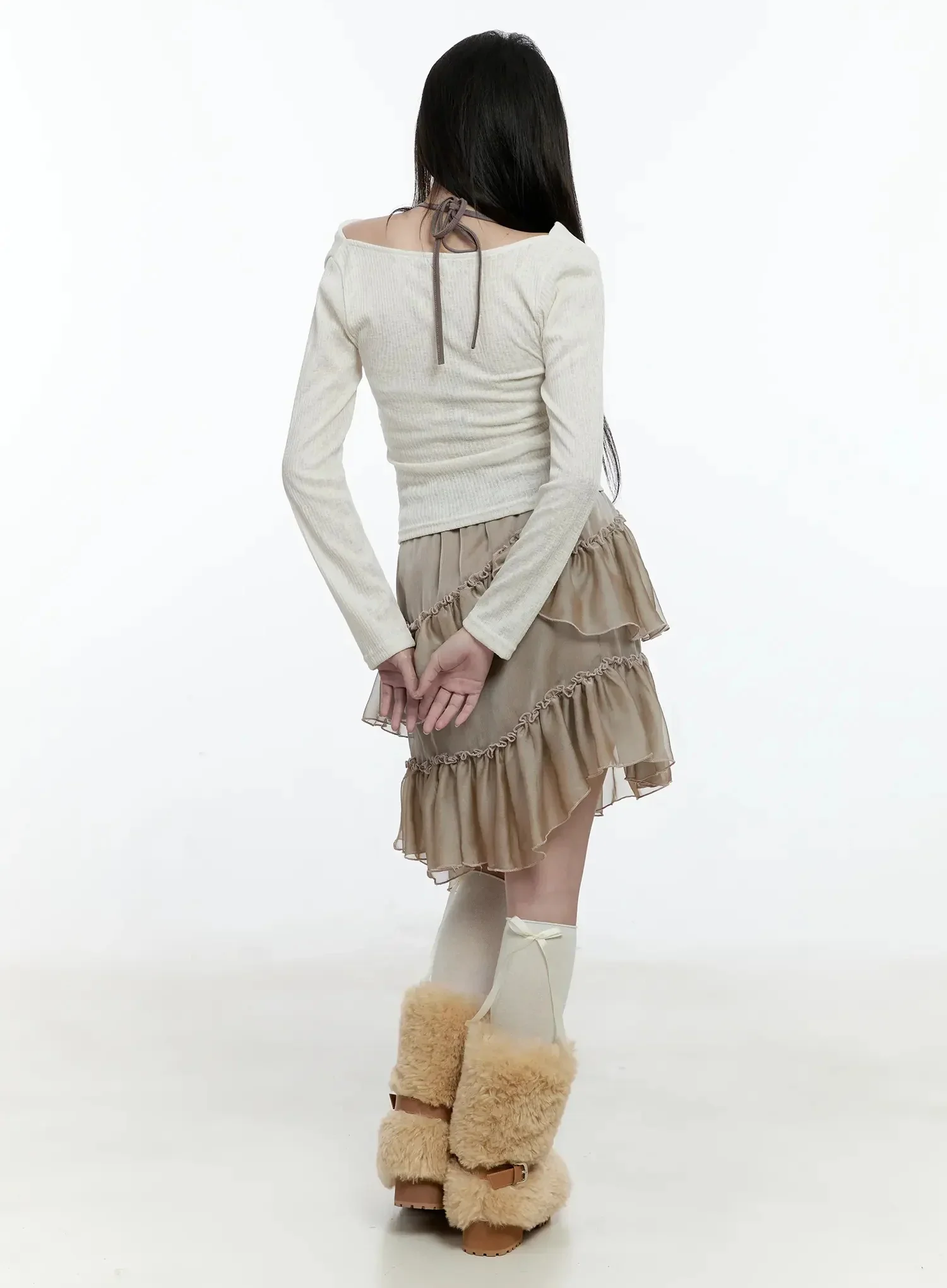 Layered Off-Shoulder Knit Top IO527 - Image 11