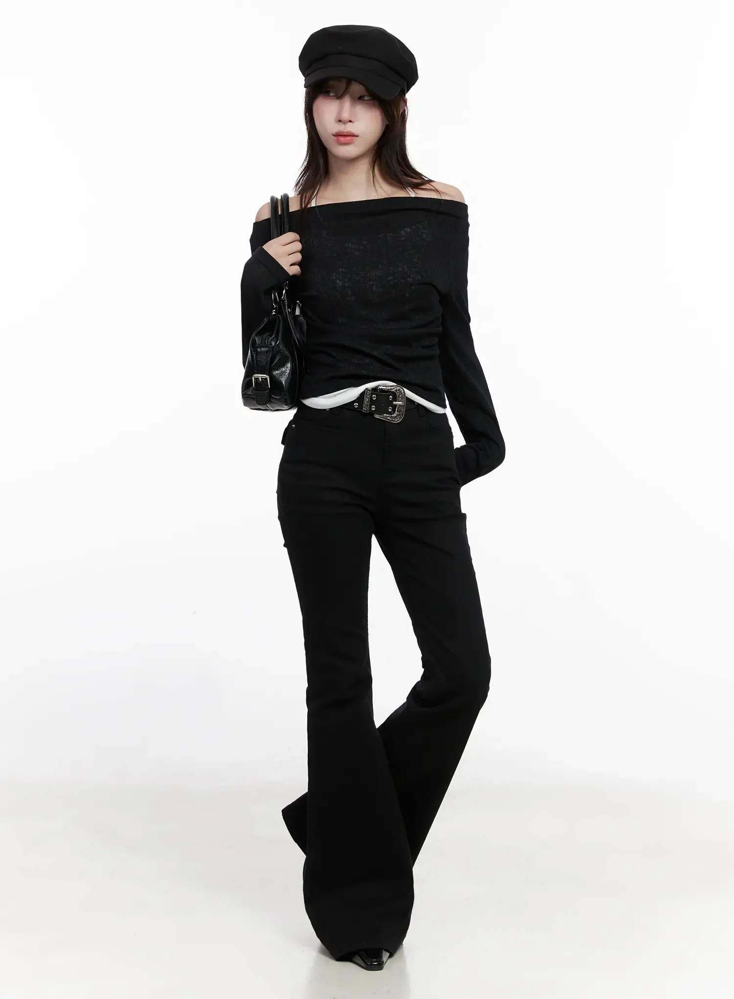 Layered Off-Shoulder Knit Top IO527 - Image 14