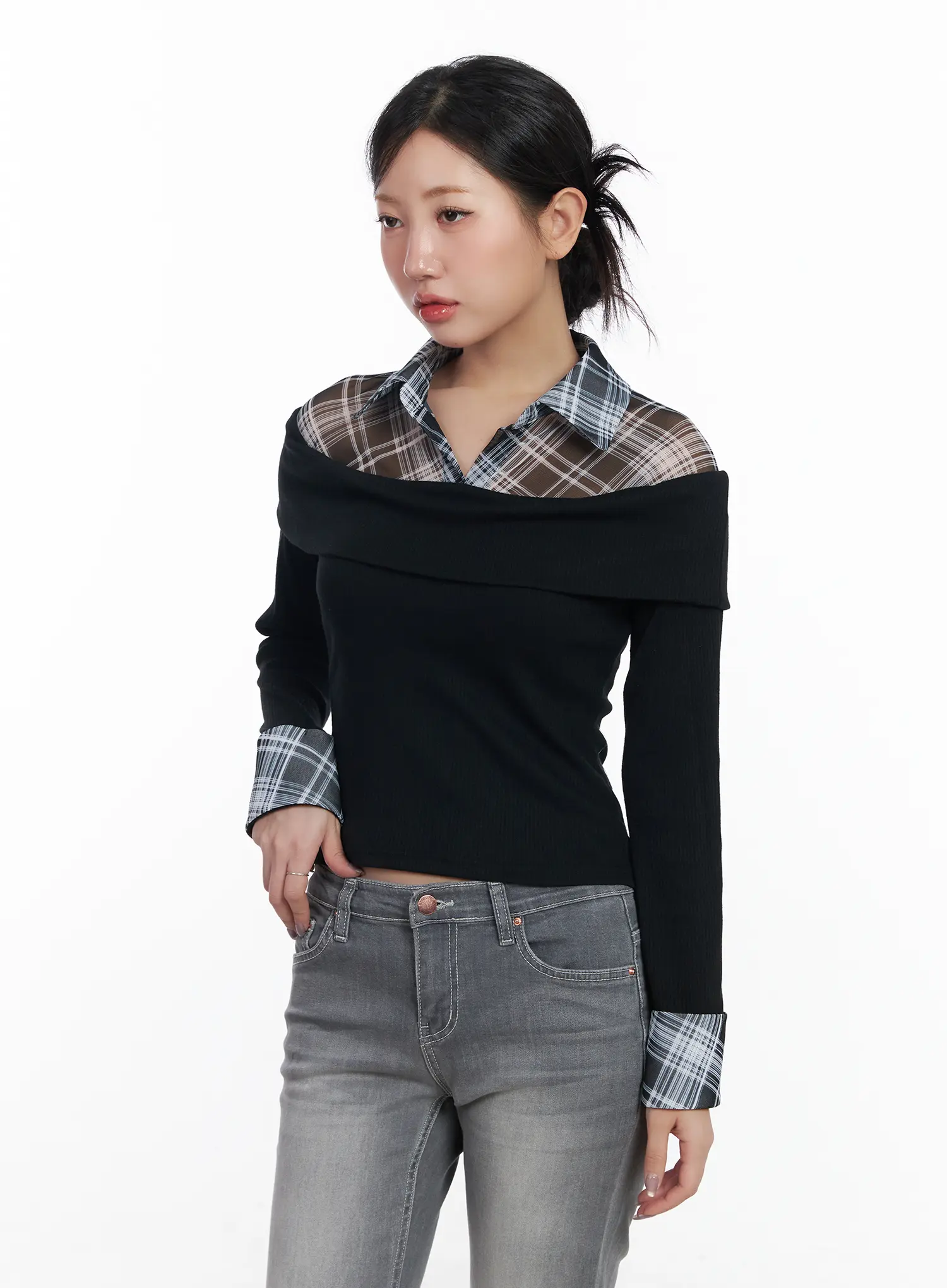Layered Off Shoulder Long Sleeve Top CJ530 - Image 7