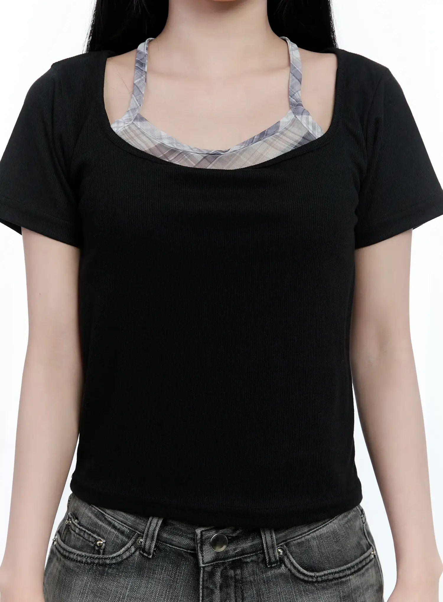 Layered Plaid Halter Top CG501 - Image 13