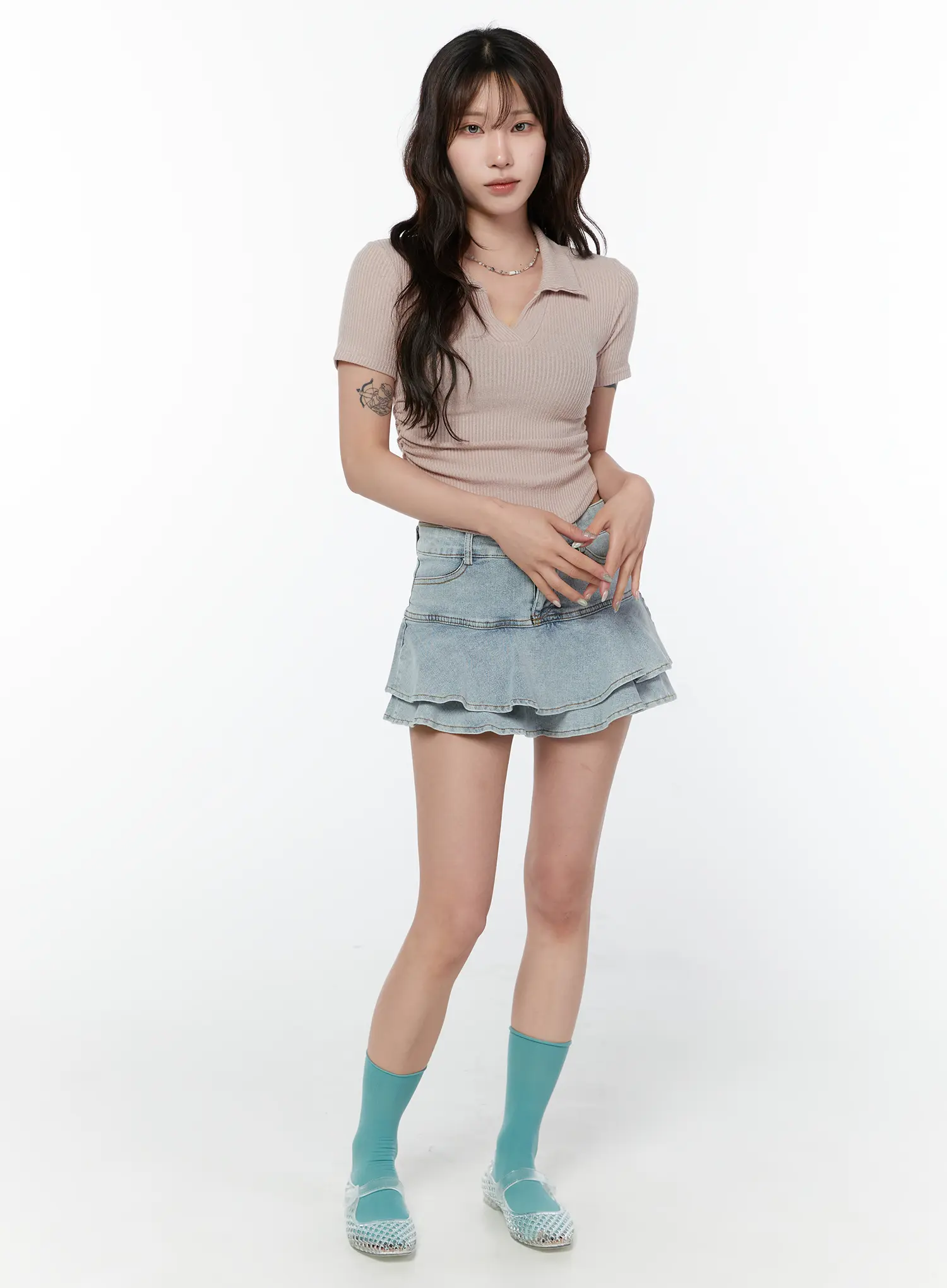 Layered Ruffle Denim Skirt CY514 - Image 5