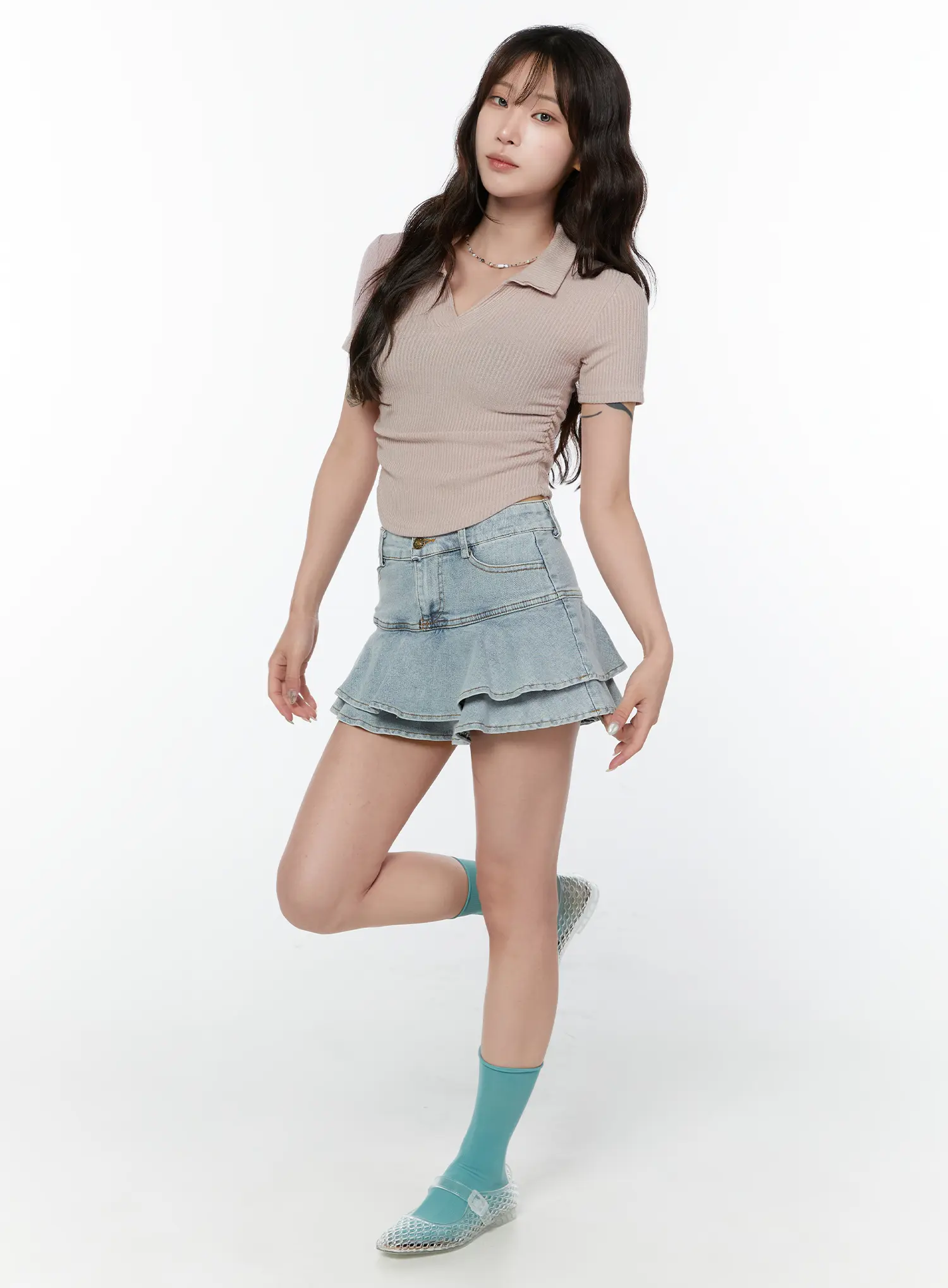 Layered Ruffle Denim Skirt CY514 - Image 6