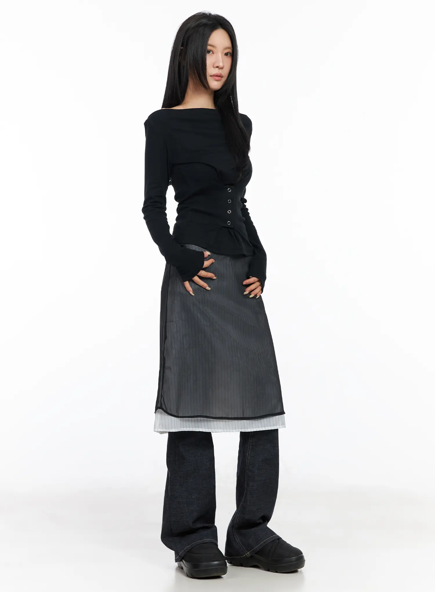 Layered Sheer Midi Skirt CM516 - Image 5