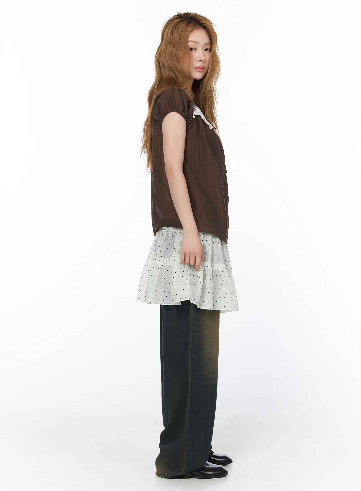 Layered Sheer Polka Dot Midi Skirt CY505 - Image 6