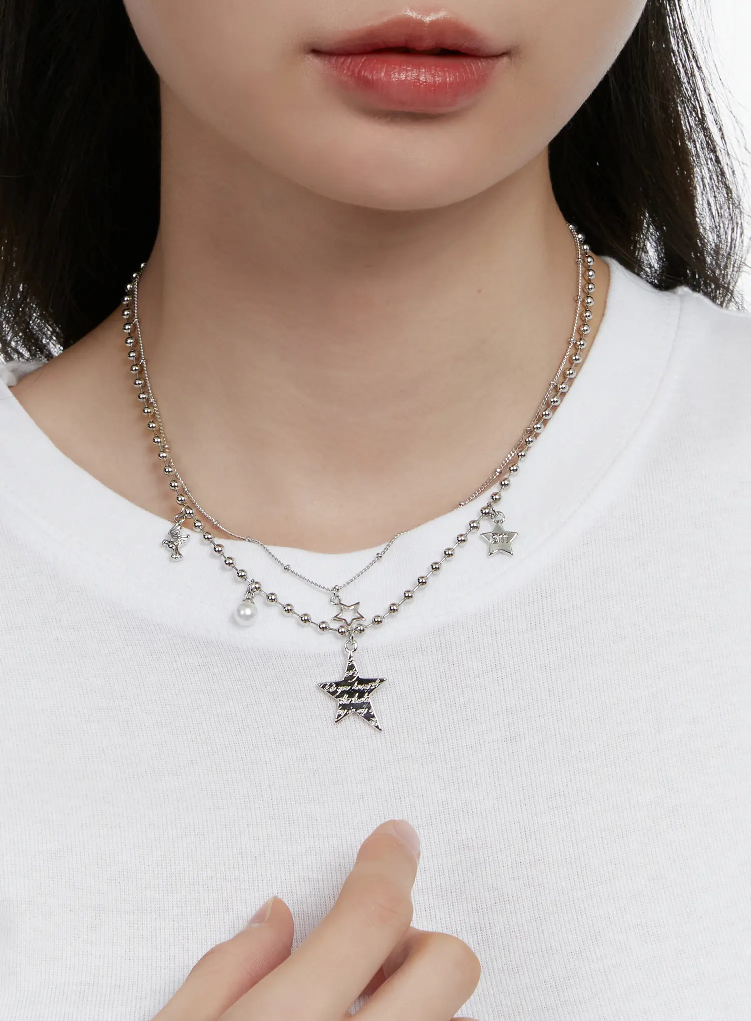 Layered Star Charm Necklace F502