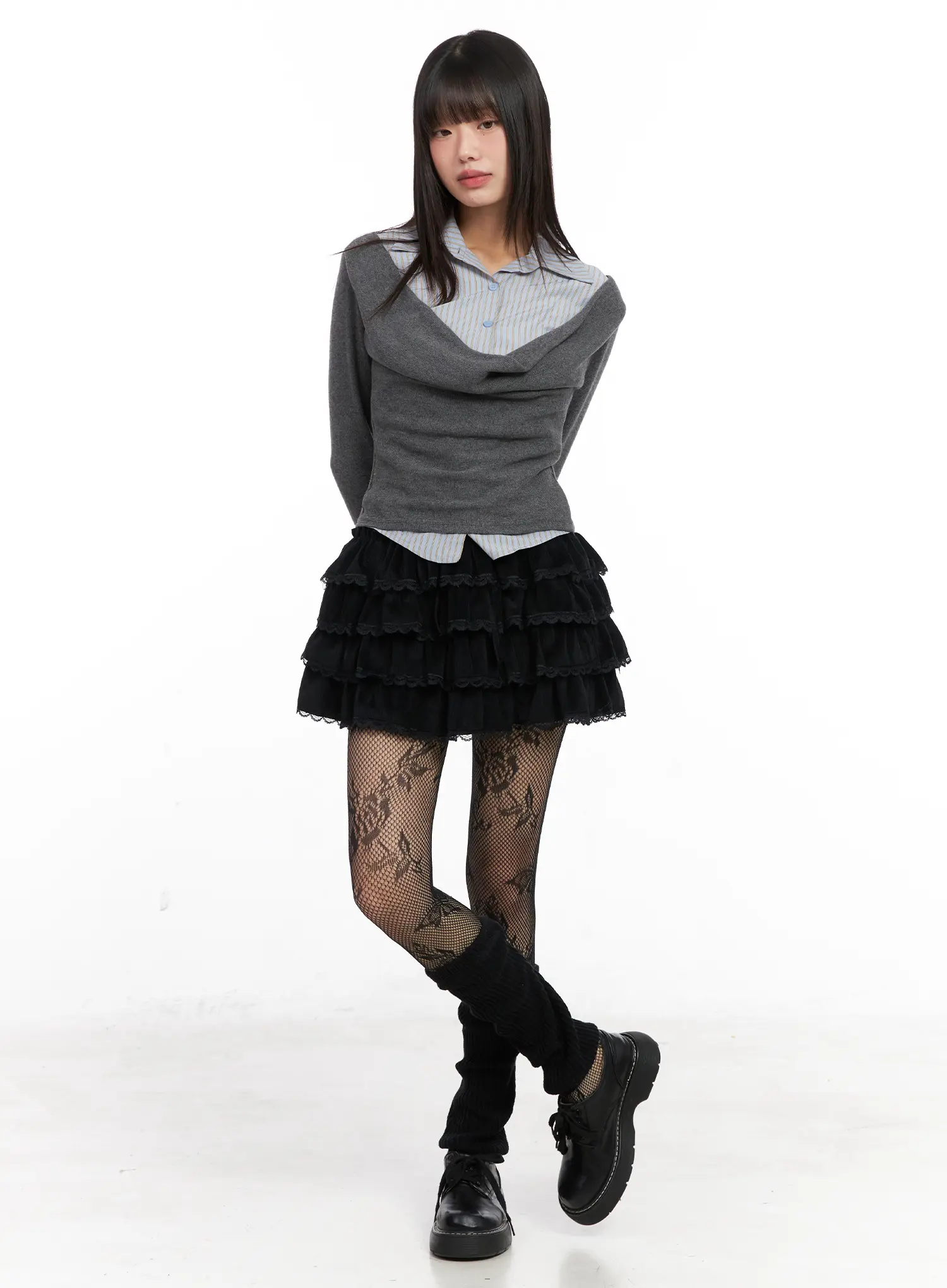 Layered Striped Long Sleeve Top CN520 - Image 3
