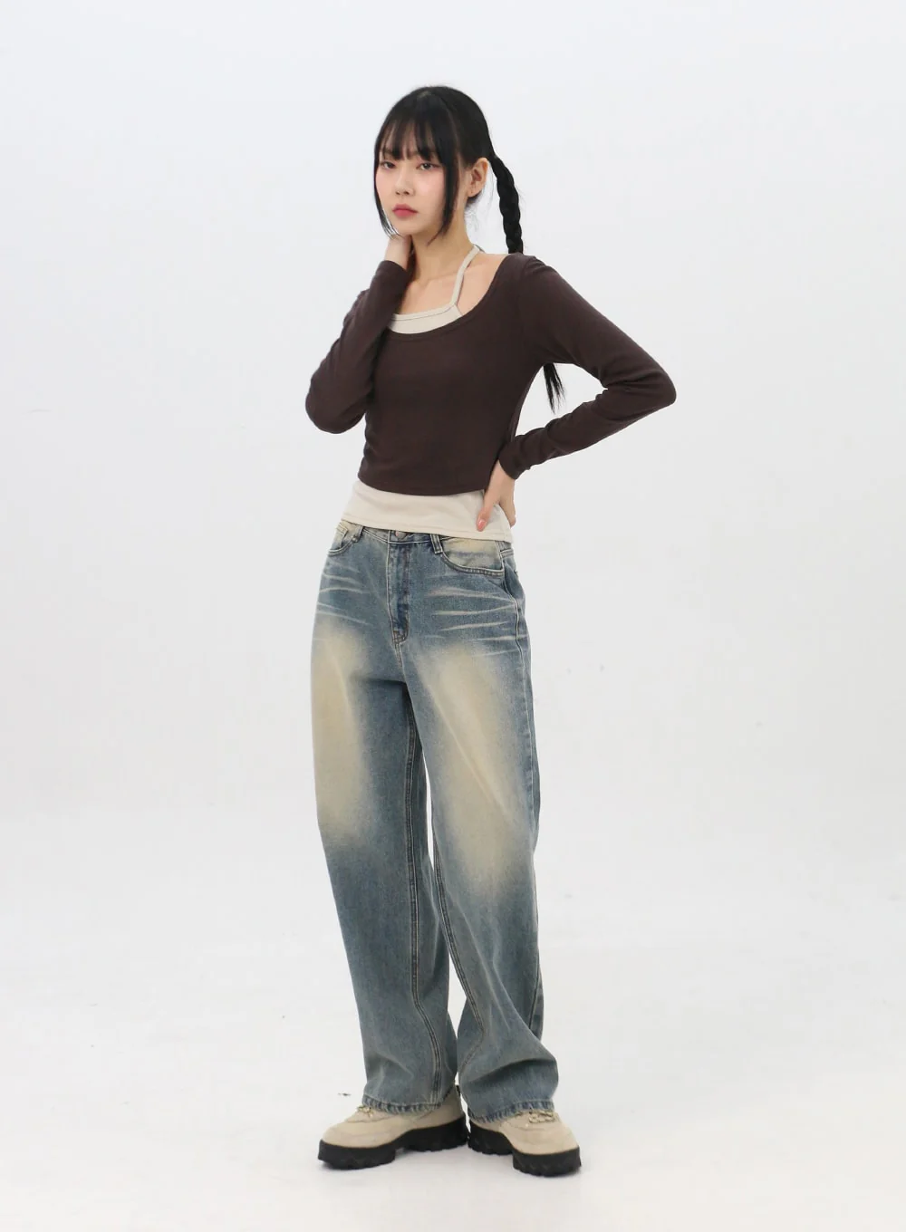 Layered U-Neck Tee IN314 - Image 2